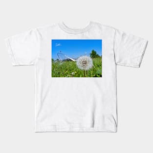 Dandelion clock and wind blown seed Kids T-Shirt